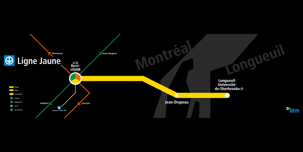 Montréal Subway yellow line map