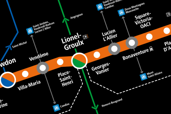 Montréal Subway orange line, detail