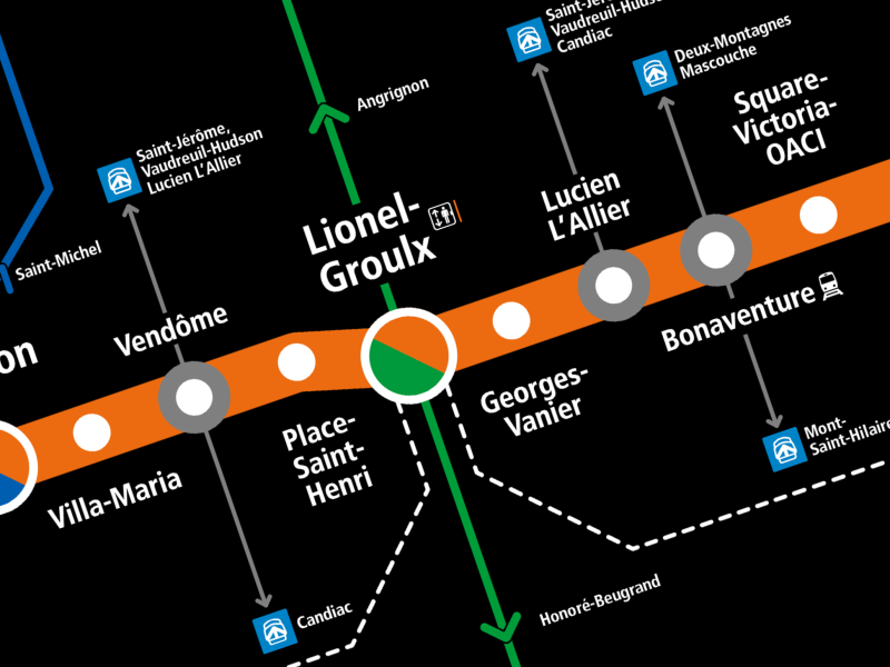 Montréal Subway orange line, detail